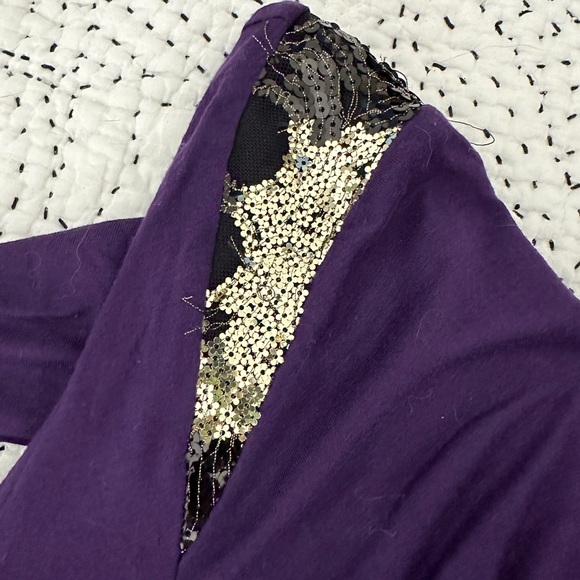 BCBG Purple Mini Dress with Sequin Shoulders-Size XS - Picture 6 of 7